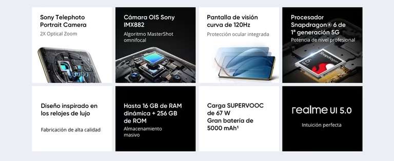 Realme 12 Pro 5G - 8/256GB, Pantalla de 6.7" OLED Curva, FHD+, Snapdragon 6 Gen 1, Sony IMX882 con OIS, 5000mAh, Android 14 - Smartphone