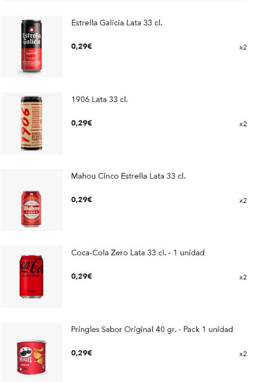 8 Latas de bebidas (Coca Cola, Cerveza...) + 2 Pringles peques por 2.6€ [Leer descripción]