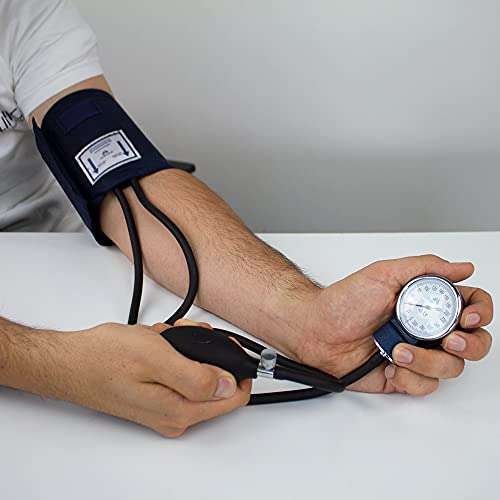 Tensiómetro de brazo, Doble Salida, Incluye Estuche, Medidor de tensión aneroide, Medición Presión arterial, Precisión, Bomba de goma.