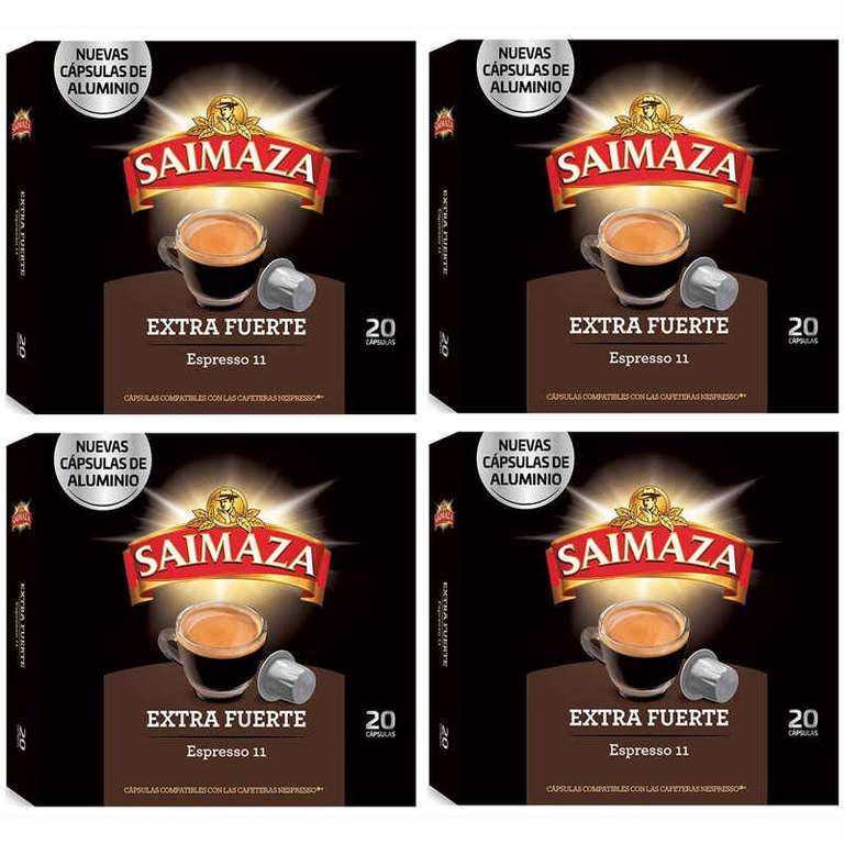 80 cápsulas Extra Fuerte Saimaza (4 cajas de 20 cápsulas) compatibles Nespresso [0'14€/cápsula]