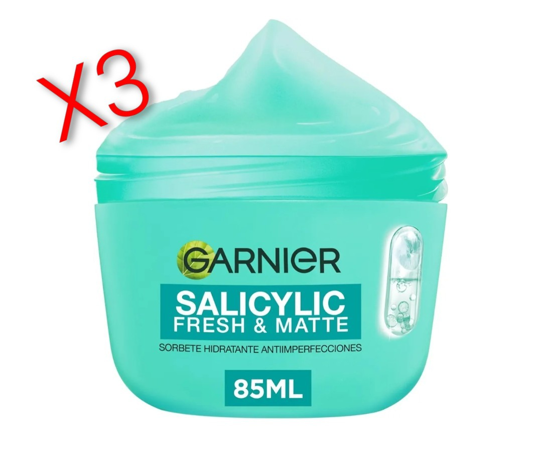 X3.Garnier Pure Active Sorbete Antiimperfecciones Ácido Salicílico 85ml.Ayuda a Reducir Marcas y Controla el Exceso de Sevo Sensación Fresca