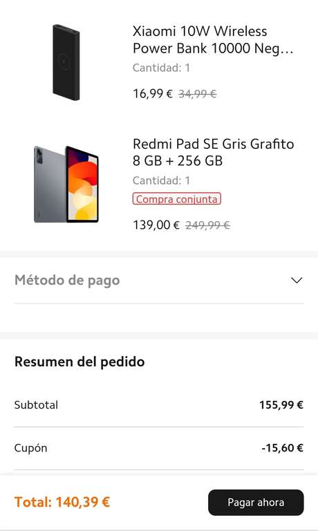 Redmi Pad SE [8GB + 256GB] + Powerbank carga inalámbrica. ESTUDIANTES. (112€ con mi points)