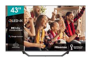 TV QLED 43" - Hisense 43A7GQ, HDR UHD 4K, Smart TV, HDMI 2.1, Dolby Atmos, Dolby Vision, HDR10+, Gris oscuro
