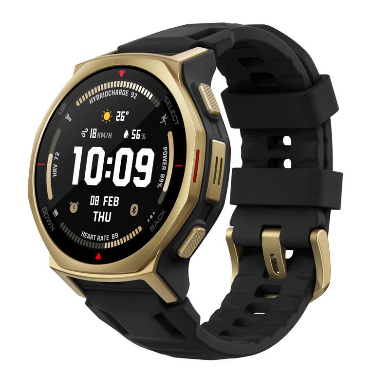 Smartwatch Amazfit T-Rex 3 Pro 44mm (AMOLED zafiro, bisel titanio, linterna, GPS doble banda, mapas offline, 17 días batería, en Amazon)
