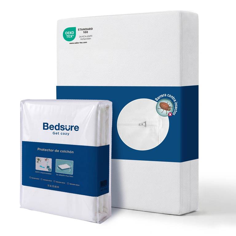 Bedsure Protector de Colchón 90×200 cm Impermeable 6 Lados con Cremallera y Protección Antiácaros