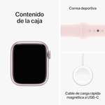 Apple Watch Series 9 [GPS] Smartwatch con Caja de Aluminio en Rosa de 41 mm y Correa Deportiva Rosa Claro - Talla S/M.