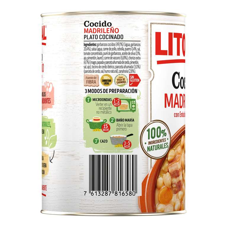 2x Litoral Cocido Madrileño-Plato preparado sin gluten-425g. (50% en 1 al comprar 2)