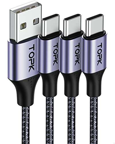 Pack 3 cables 1 metro USB C , 3A, Carga Rápida y Sincronización de Datos