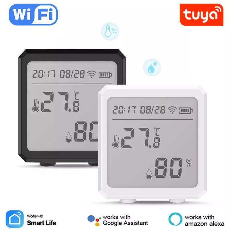 Smart Life-termostato WIFI, Sensor higrómetro, Tuya, Alexa, Google, pantalla LCD, Sensor de detección de temperatura y humedad