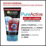 3 x Garnier Skin Active - Pure Active, Gel Limpiador de Poros y Exfoliante Facial con Carbón 3 en 1, 150 ml [Unidad 2'76€]