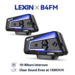 Lexin - B4FM-X Intercomunicador Moto para Casco de Motocicleta, Bluetooth de 4 Vías (2 por 126,28€) (envío desde España)