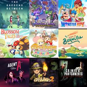Spelunky 1-2, Blossom Tales, DARQ, Agent A, Sherlock Holmes: Crimes and Punishments, Down in Bermuda, Marooners,Monster Boy,Freedom Planet