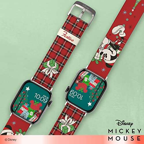 Correa para Apple Watch, Mickey Mouse Festive, licencia oficial, compatible con todos los modelos y tamaños así como a Samsung