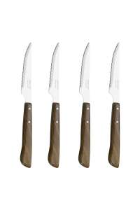 Arcos - 4 cuchillos chuleteros de acero inoxidable y haya Serie Stainless - 10,5 cm