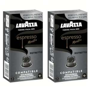 2x Lavazza, Espresso Maestro Ristretto, 10 Cápsulas de Café Compatibles con las Máquinas Nespresso* Original. 0'17€/Cáps