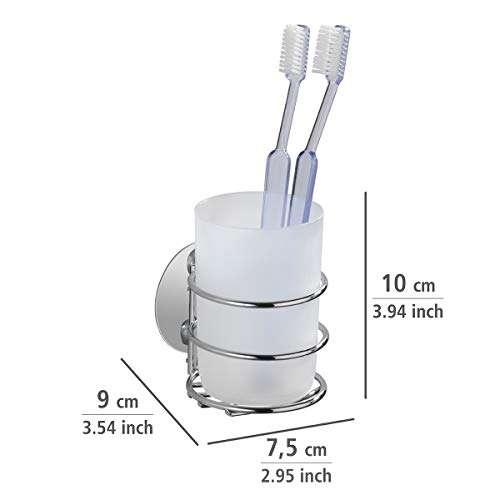 Vaso higiene dental - fijar sin taladrar, Acero, 7.5 x 10 x 9 cm, Cromo