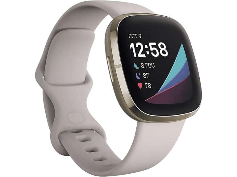 Reloj deportivo - Fitbit Sense, Blanco Marfil, Métricas de Salud exclusivas, + 6 días batería