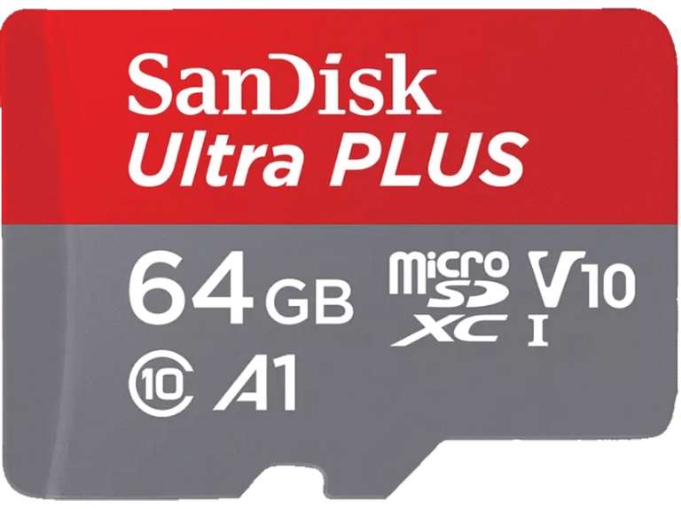 Tarjeta SanDisk Ultra PLUS, Elite, 64 GB con Adaptador SD + ofertas dentro