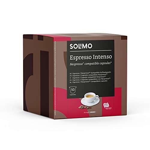 Solimo Cápsulas compatibles con Nespresso, Espresso Intenso, 50 cápsulas (0,1172€/cápsula)