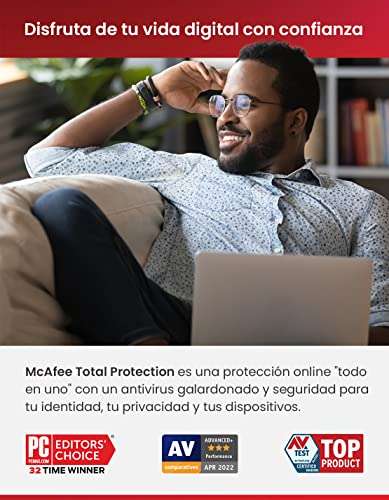 McAfee Total Protection 2023 | 5 dispositivos| 12 Meses + 3 |Software de seguridad en Internet con antivirus| VPN ilimitada