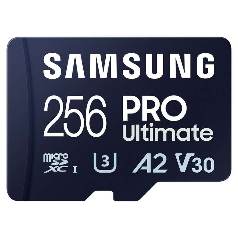 Tarjeta de memoria microSDXC Samsung PRO Ultimate 256GB, A2, V30 + Adaptador SD