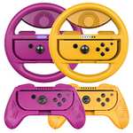 COODIO Volante y Grip Switch, Switch Joy-Con Racing Wheel Volante, Mandos Grip Joy-Con para Mario Kart / Nintendo Switch / (Pack 4 Deluxe)