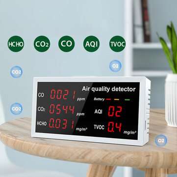 Detector de calidad del aire, bateria incorporada, pantalla LCD