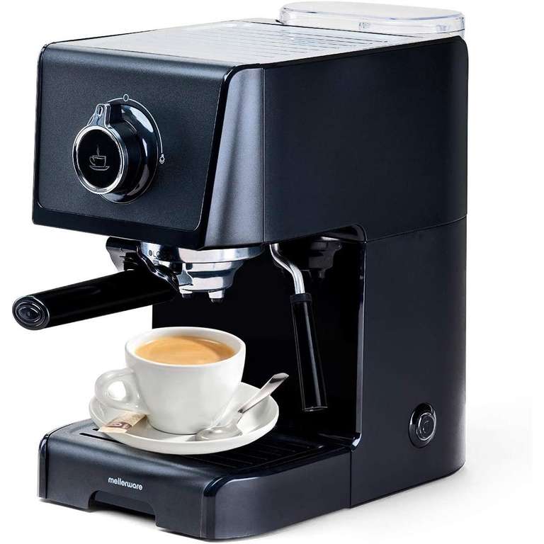 Mellerware - Cafetera Espresso Koffy! y BARI 1200W | 15 Bar | Bandeja Calientatazas | Vaporizador Inox Orientable | Café Molido y Monodosis