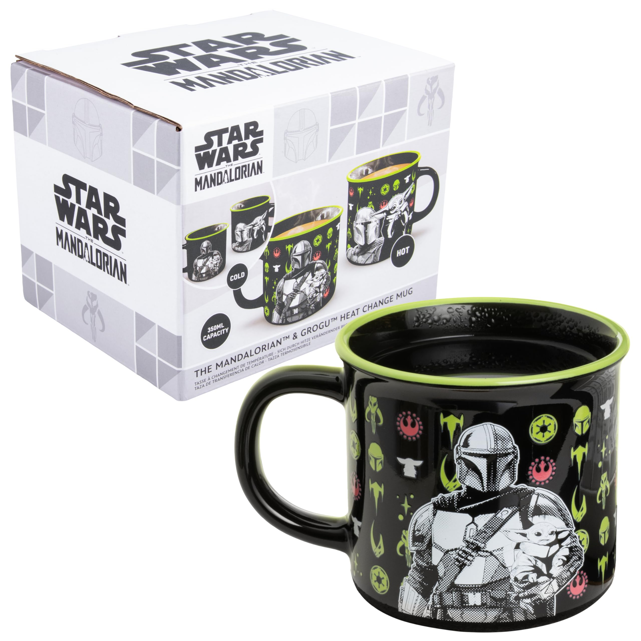 Star Wars The Mandalorian and Grogu - Taza termocolora de cerámica de 350 ml