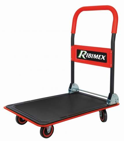 Ribimex- Carro Plegable de Carga máxima 200 kg con 4 Ruedas, Rojo y Negro
