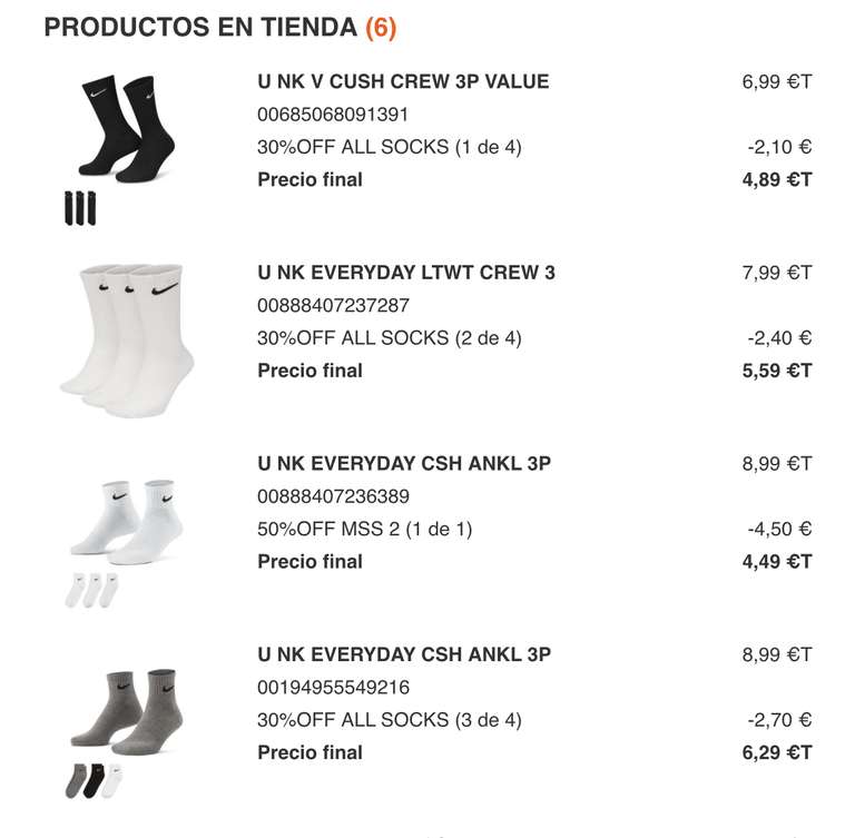cerca falda ética Packs 3 calcetines NIKE 30% adicional precio outlet (Nike outlet Viladecans)  » Chollometro