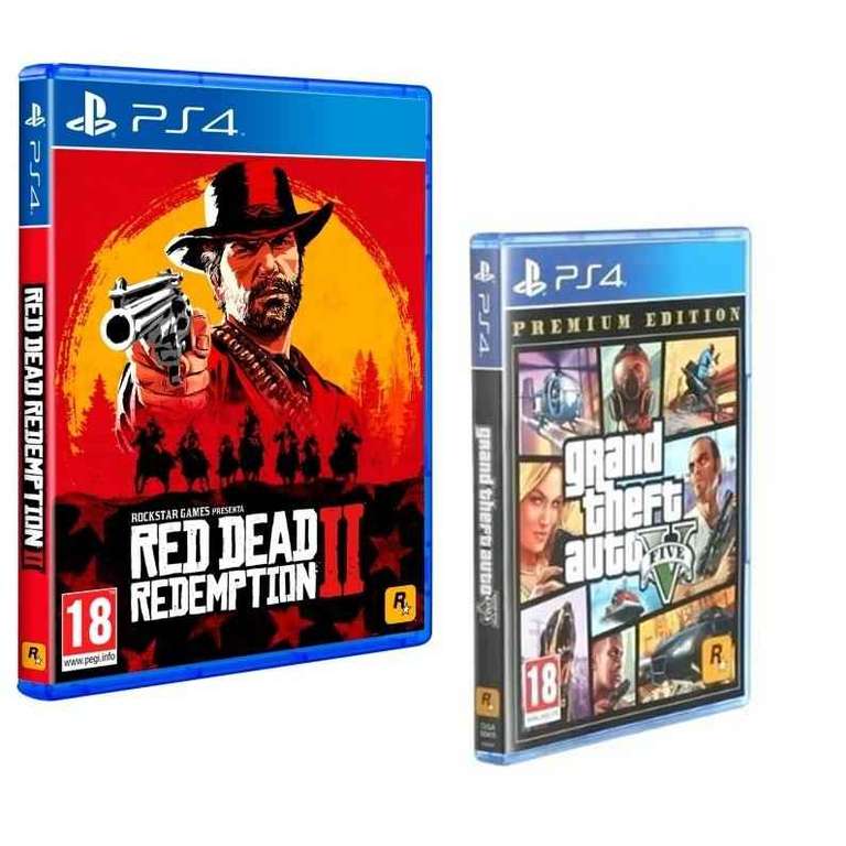 Pack Juego PS4 Red Dead Redemption 2 - Plasystation 4 + Grand Theft Auto V (GTA V) Edición Premium videojuego para PlayStation 4