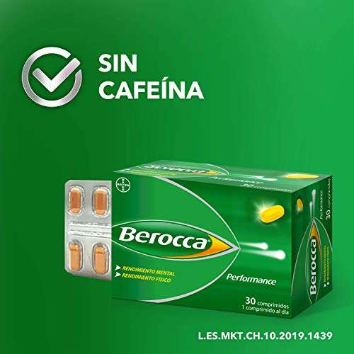 Berocca Performance Complejo de Vitaminas y Minerales Sin Cafeína, Contribuye al Rendimiento Mental y Físico, 30 Comprimidos