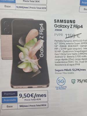 Galaxy Zflip 4 por 457€ con Movistar