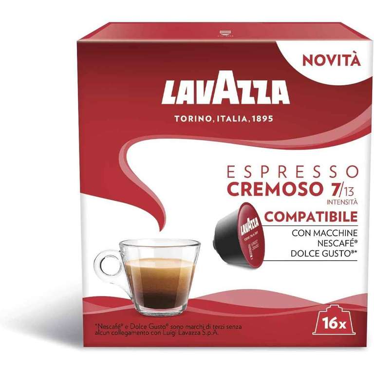 Lavazza, 96 Cápsulas Compatibles con Máquina Nescafé Dolce Gusto, Espresso Cremoso [0'15€/cápsula]