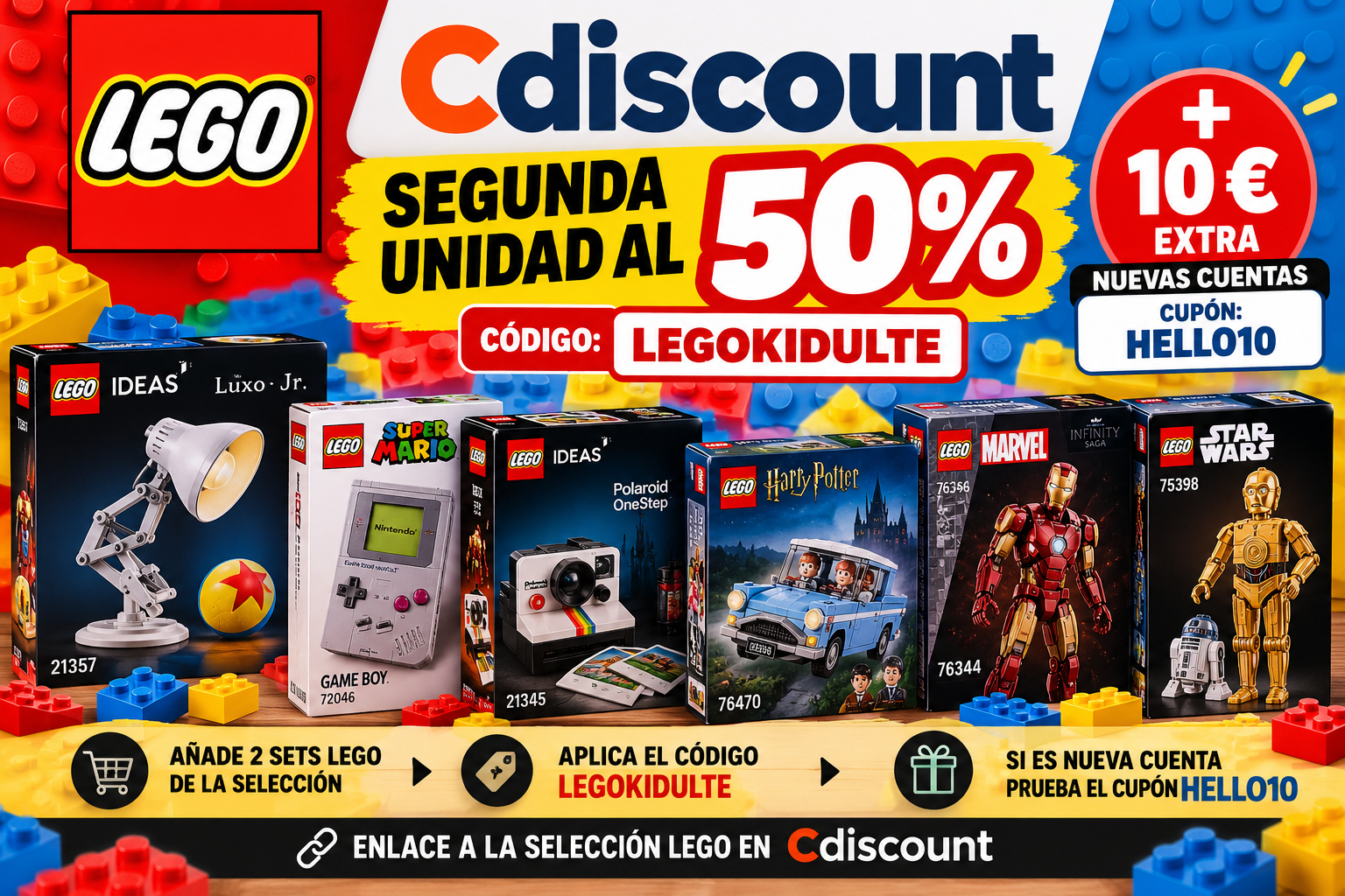 LEGO: segunda unidad al 50% en Cdiscount + 10 € para nuevas cuentas