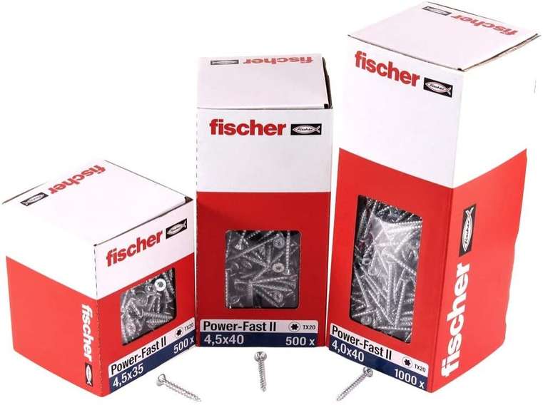 fischer Dresselhaus Power-Fast II 670057 - Tirafondos (200 unidades, 3,0 x 16 mm, con estrella interior TX, galvanizados, pasivos),