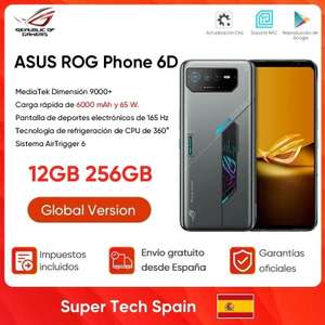 ASUS ROG 6D 5G 12GB/256GB, MediaTek Dimensity 9, versión Global, pantalla 165Hz, carga rápida 65W (PLAZA)
