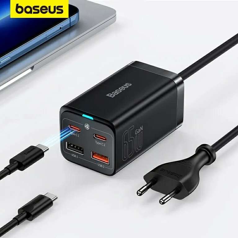 Baseus 65w cargador 2 USBc 2 USB + cable 100w