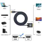 Thsucords Trenzado Cable HDMI a VGA 1M (Macho a Macho) compatible con 720p/1080p Computadora,Escritorio,Portátil, PC,Monitor,Proyector