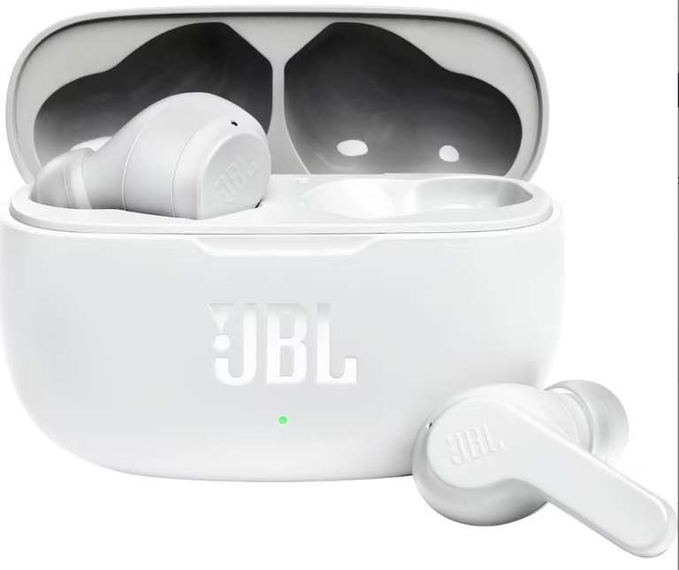 Auriculares True Wireless - JBL Wave 200 TWS, True Wireless, De botón, Bluetooth 5.0, Hasta 20 h, IPX2, Blanco