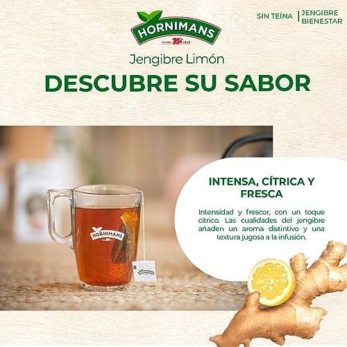 Hornimans Infusión de Jengibre con Limón 100% Natural | 60 bolsitas | Sin Teína