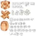 9 Piezas Rompecabezas de Madera, 3D IQ Juegos de Ingenio, Rompecabezas Madera Mini Puzzle Bloqueo Juguetes Educativos