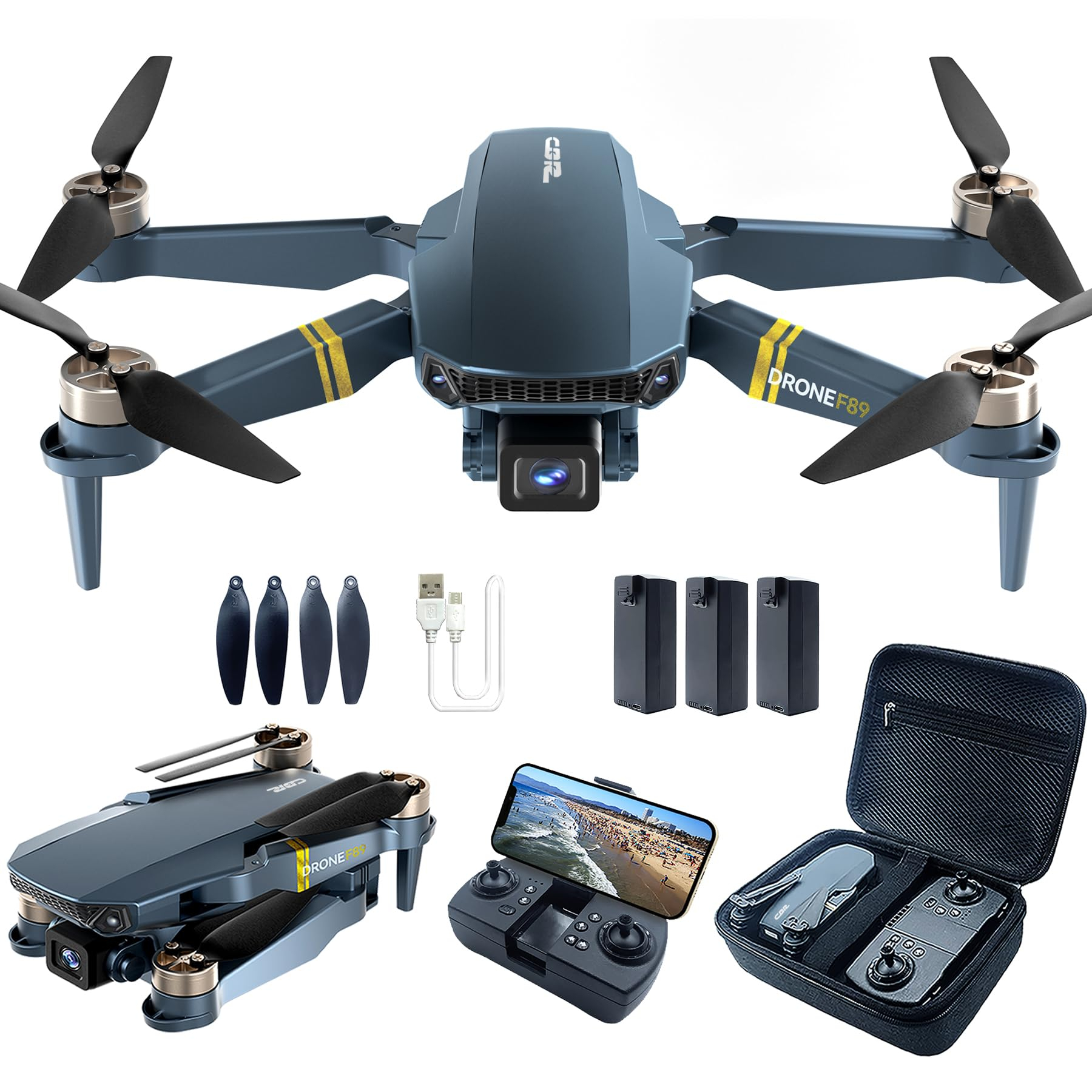 Dron con Cámara 4K HD, 84 Min de Vuelo (3 Baterías), Alcance de 800 m, Seguimiento Automático, Motor Brushless y Hover Automático