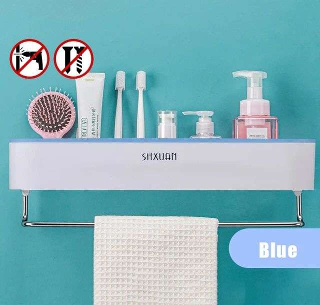 Estante de baño sin perforaciones con barra de toalla (varios modelos y precio)