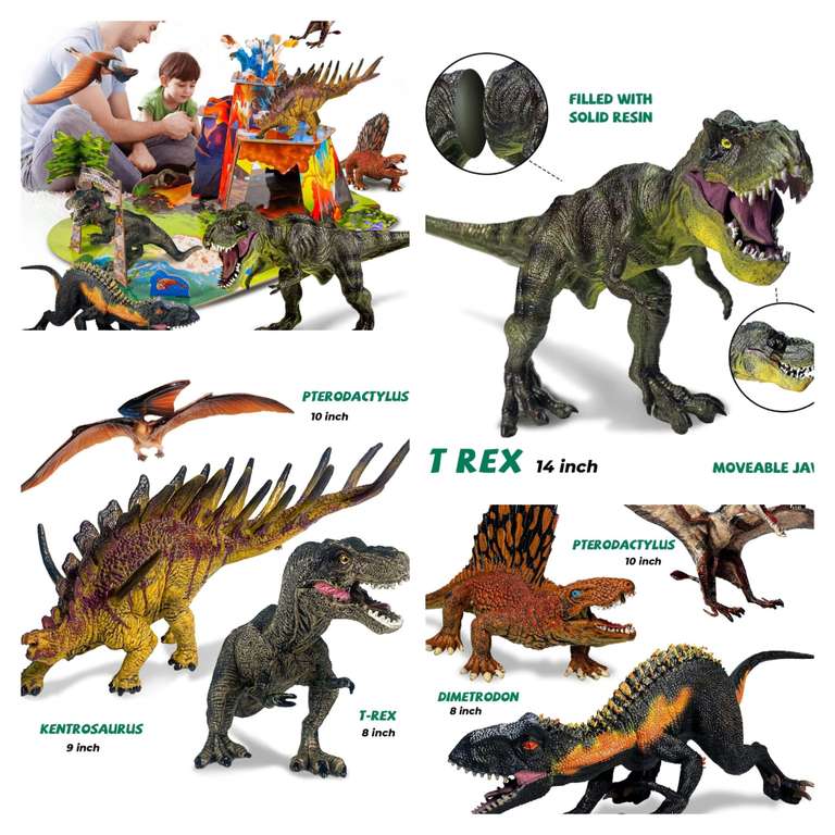 Juego 3D de dinosaurios, 7 figuras de dinosaurio de entre 20 y 35 cm, con 30 rompecabezas 3D que forman un mundo realista de dinosaurios