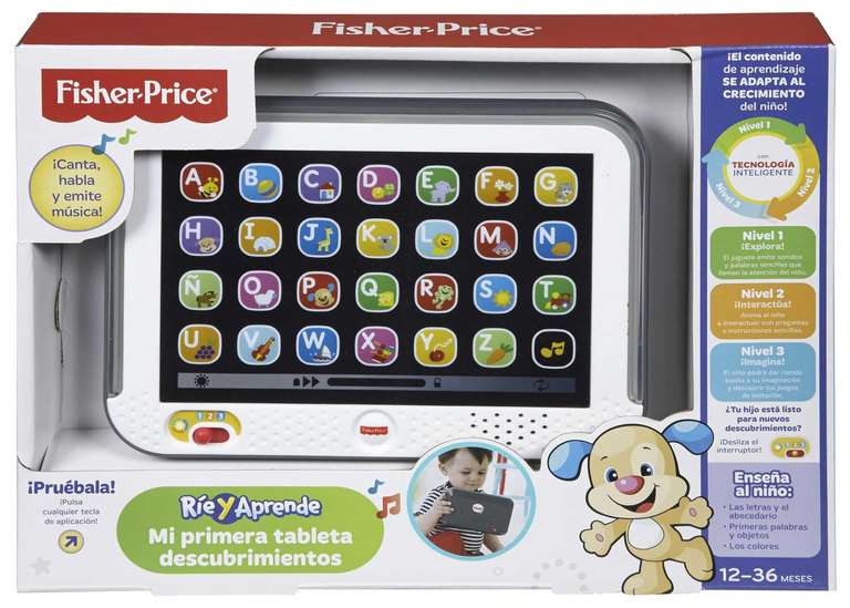 Fisher-Price Ríe y Aprende Mi Primera Tablet, Juguete electrónico Educativo con Luces y Sonidos