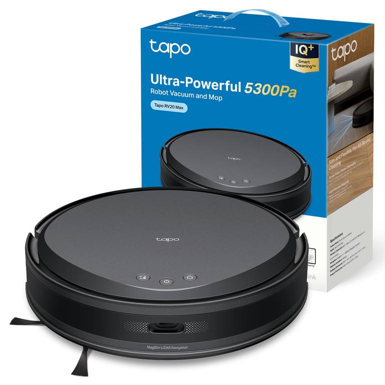 Tapo RV20 MAX – Robot Aspirador y Friegasuelos 4 en 1, Ultrasucción 5300Pa, Navegación LiDAR