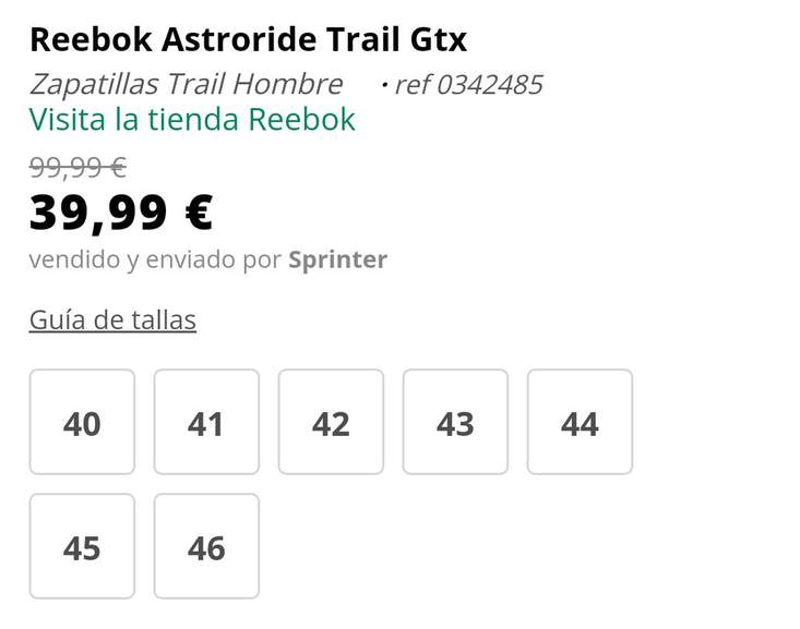 Zapatillas Trail Reebok Astroride GTX Goretex Tallas a 46 Chollometro