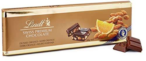 2 X Lindt Tableta de Chocolate Gama Oro, Chocolate negro con almendras, chocolate negro intenso, aromatizado con naranja. (2 X 300g.)